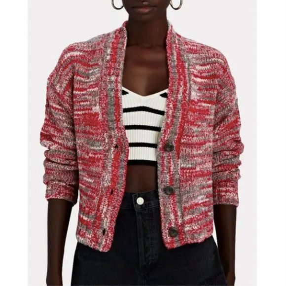 RE/DONE 90's Crop Oversized Cardigan Sweater Space Dye Red Small - Picture 1 of 7